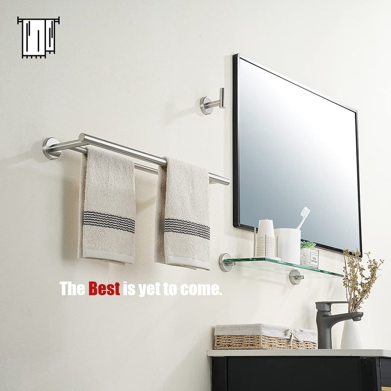 JQK Double Bath Towel Bar, 20.5 Inch 304 Stainless Steel Thicken 0.8mm Towel Rack Bathroom, Towel Holder Brushed Finished Wall Mount, Useable Length 18 Inch, TB100L18-BN - Image 4